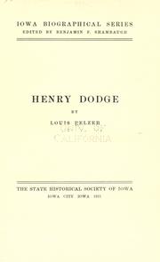 Cover of: Henry Dodge by Louis Pelzer, Louis Pelzer