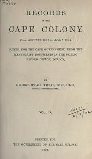 Cover of: Records of the Cape Colony 1793-1831 copied for the Cape government by George McCall Theal