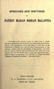 Cover of: Speeches and writings of Pandit Madan Mohan Malaviya.