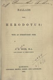 Cover of: Ballads from Herodotus by John Ernest Bode