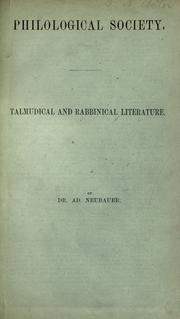 Cover of: Talmudical and rabbinical literature