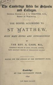Cover of: The Gospel according to St. Matthew by Arthur Carr