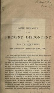 Cover of: Some remarks on the present discontent by Horatio Stebbins