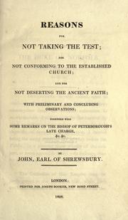 Cover of: Reasons for not taking the test by Shrewsbury, John Talbot Earl of
