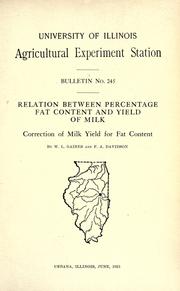 Cover of: Relation between percentage fat content and yield of milk by W. L. Gaines