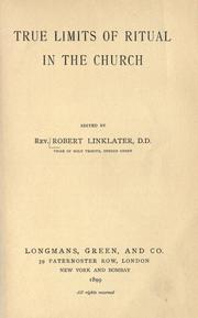 Cover of: True limits of ritual in the church