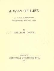 Cover of: A way of life by Sir William Osler