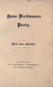 Hans Breitmann's party by Charles Godfrey Leland