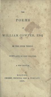 Cover of: The poems of William Cowper ... by William Cowper