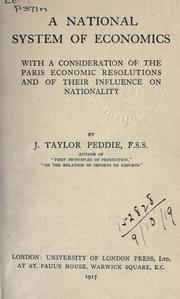 Cover of: A national system of economics by John Taylor Peddie, John Taylor Peddie