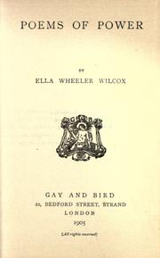 Cover of: Poems of power by Ella Wheeler Wilcox
