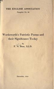 Cover of: Wordsworth's patriotic poems and their significance today.