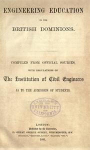 Cover of: Engineering education in the British dominions.