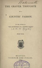 Cover of: The graver thoughts of a country parson by Andrew Kennedy Hutchison Boyd