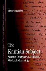 Cover of: The Kantian Subject: Sensus Communis, Mimesis, Work of Mourning (Suny Series in Contemporary Continental Philosophy)