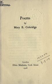 Cover of: Poems. by Mary Elizabeth Coleridge