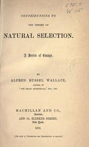 Cover of: Contributions to the theory of natural selection. by Alfred Russel Wallace