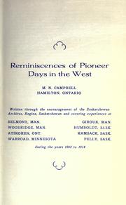 Cover of: Reminiscences of pioneer days in the west ... covering experiences during the years 1902-1914.