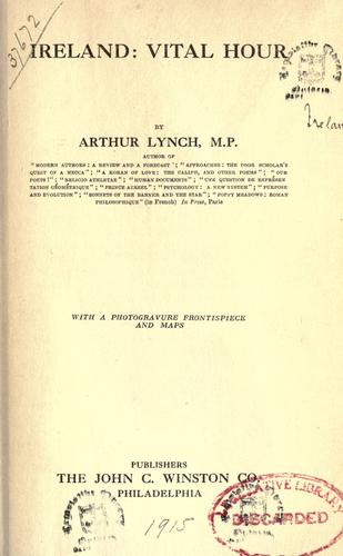 Ireland, vital hour by Lynch, Arthur