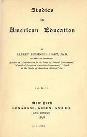 Cover of: Studies in American education. by Albert Bushnell Hart
