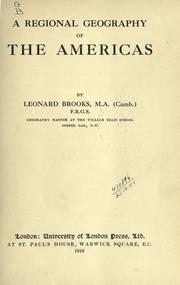 Cover of: A regional geography of the Americas. by Brooks, Leonard.