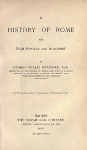 Cover of: A history of Rome for high schools and academies