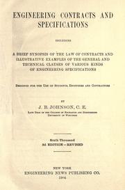 Engineering contracts and specifications by Johnson, J. B.
