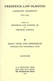 Cover of: Frederick Law Olmsted, landscape architect, 1822-1903 by Frederick Law Olmsted, Sr.