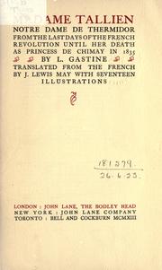 Cover of: Madame Tallien by Louis Gastine, Louis Gastine