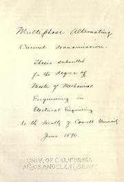 Cover of: Multiphase alternating current transmission ... by H. T. Cory, H. T. Cory