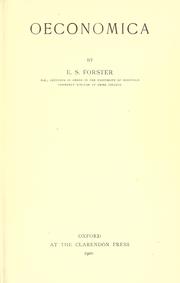 Cover of: Oeconomica.