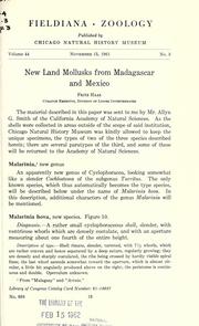 Cover of: New land mollusks from Madagascar and Mexico. by Haas, Fritz