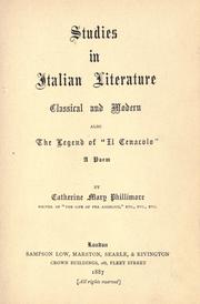 Cover of: Studies in Italian literature, classical and modern. by Catherine Mary Phillimore, Catherine Mary Phillimore