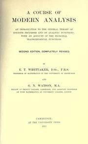 Cover of: A course of modern analysis by E. T. Whittaker