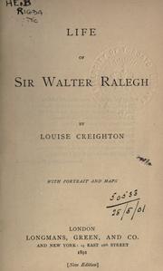 Cover of: Life of Sir Walter Raleigh.