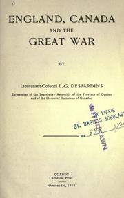 Cover of: England, Canada and the Great War.