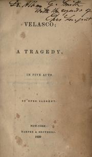 Cover of: Velasco: a tragedy, in five acts