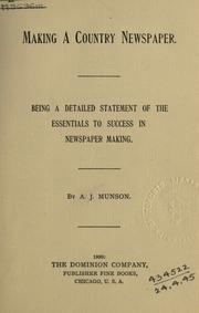 Cover of: Making a country newspaper by A. J. Munson