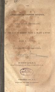 Cover of: The affidavit of Andrew Jackson by Robert Mayo