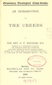 Cover of: An introduction to the Creeds by G. F. Maclear