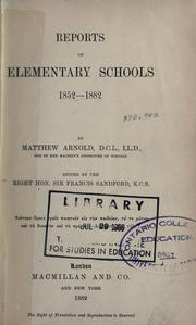 Cover of: Reports on elementary schools 1852-1882 by Matthew Arnold