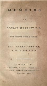 Cover of: Memoirs of George Berkeley, D.D. late Bishop of Cloyne in Ireland.