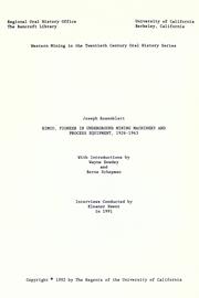Cover of: EIMCO, pioneer in underground mining machinery and process equipment, 1926-1963 by Joseph Rosenblatt, Joseph Rosenblatt