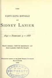 Cover of: The forty-sixth birthday of Sidney Lanier, 1842--February 3--1888.