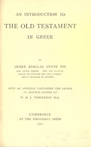 Cover of: An introduction to the Old Testament in Greek by Henry Barclay Swete