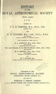 History of the Royal Astronomical Society by J. L. E. Dreyer