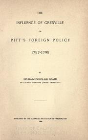 cover of The influence of Grenville on Pitt's foreign policy, 1787-1798