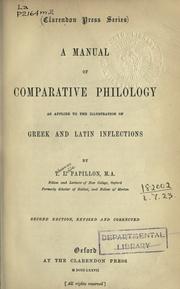 Cover of: manual of comparative philology: as applied to the illustration of Greek and Latin inflections.