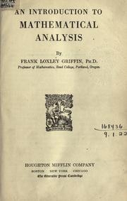 Cover of: An introduction to mathematical analysis. by Griffin, Frank Loxley
