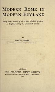 Cover of: Modern Rome in modern England by Philip Sidney